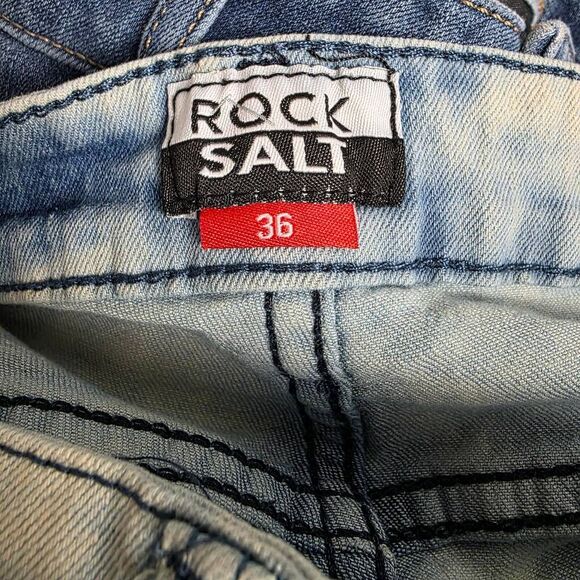 Rock Salt Bleach Wash Distressed Jeans Men’s 36 - Picture 6 of 10
